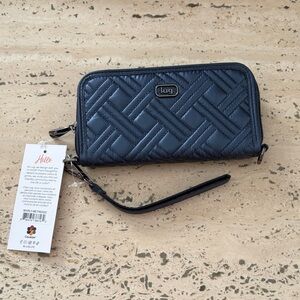 Lug Whirly RFID Wristlet Wallet Metallic Indigo